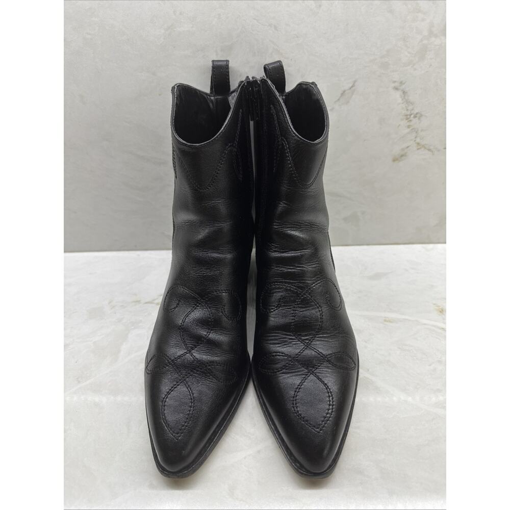 Vero Cuoio Womens Handcrafted in Italy Black Leather Ankle Boots Sz 5.5 Eur 36